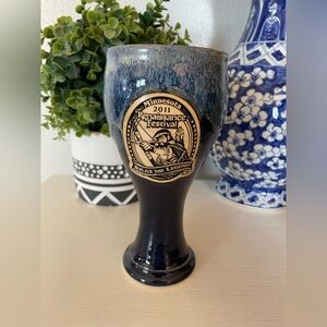 Minnesota Renaissance Blue glazed Festival Pottery Chalice “Relive the Legend”